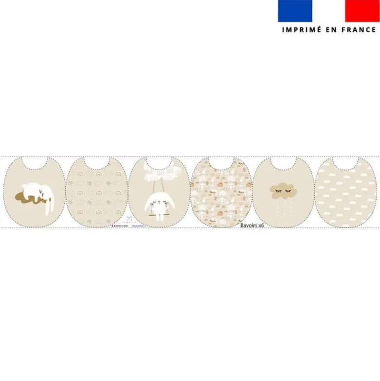 Kit bavoirs en éponge motif lapin dans les nuages