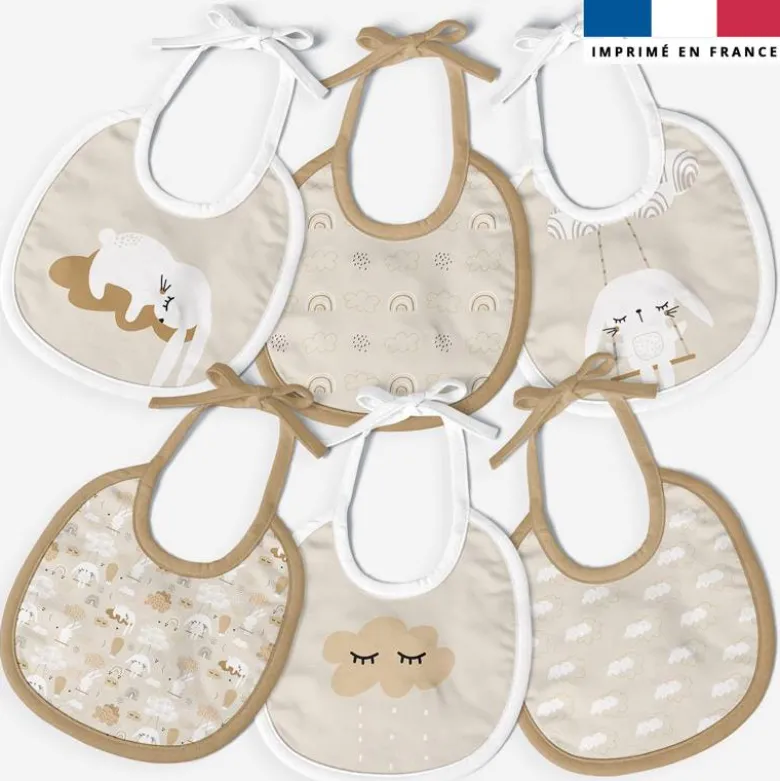 Kit bavoirs en éponge motif lapin dans les nuages