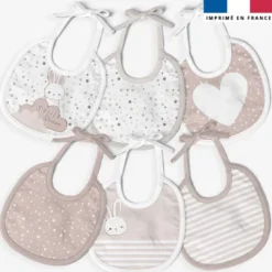 Kit bavoirs en éponge motif lapin rêveur