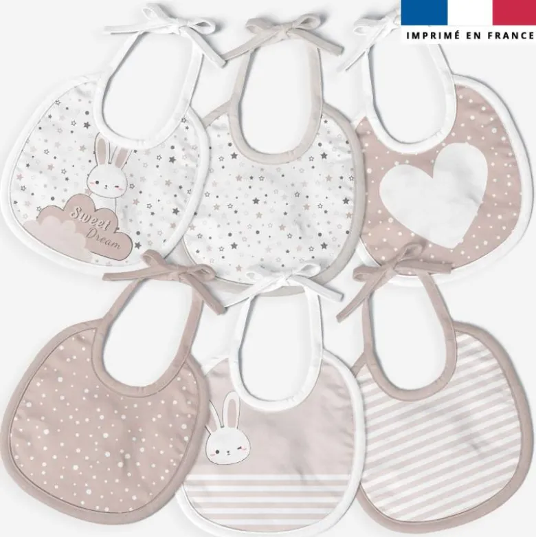 Kit bavoirs en éponge motif lapin rêveur