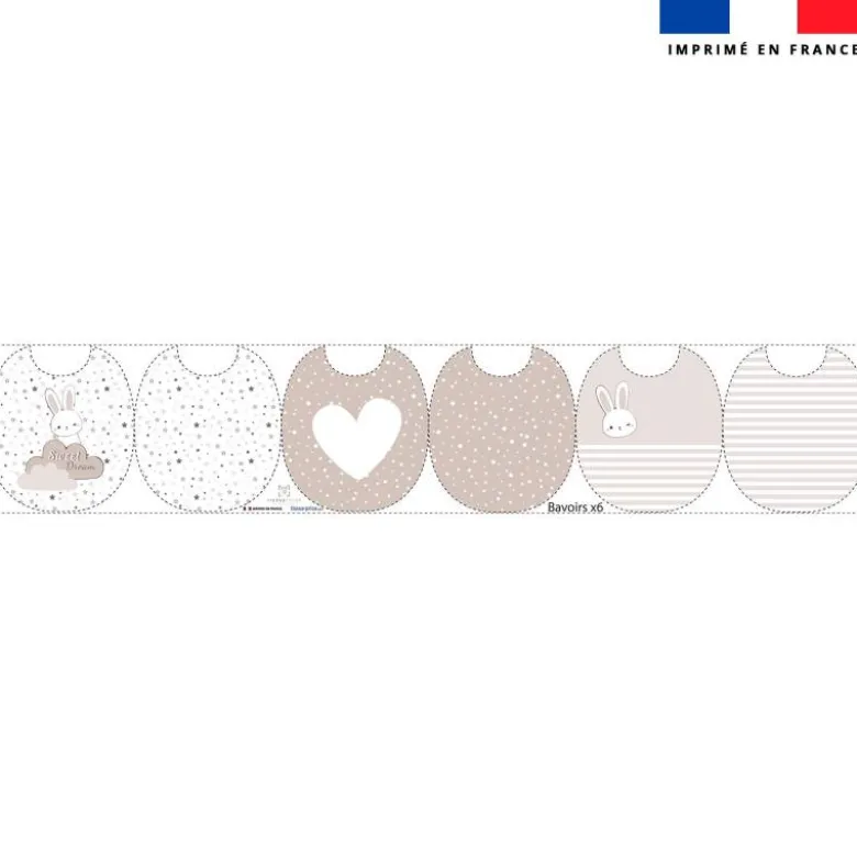 Kit bavoirs en éponge motif lapin rêveur