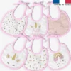Kit bavoirs en éponge motif licorne gold