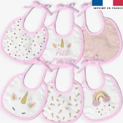 Kit bavoirs en éponge motif licorne gold