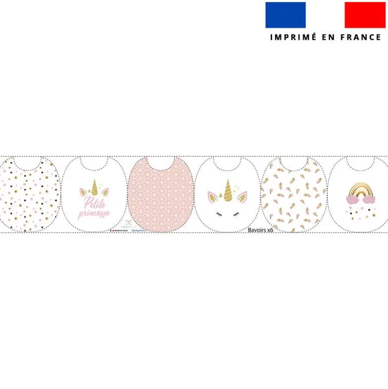 Kit bavoirs en éponge motif licorne gold