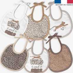 Kit bavoirs en éponge motif léopard
