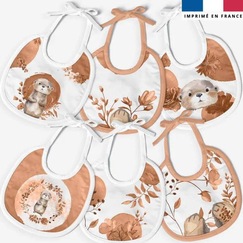 Kit bavoirs en éponge motif loutre aquarelle