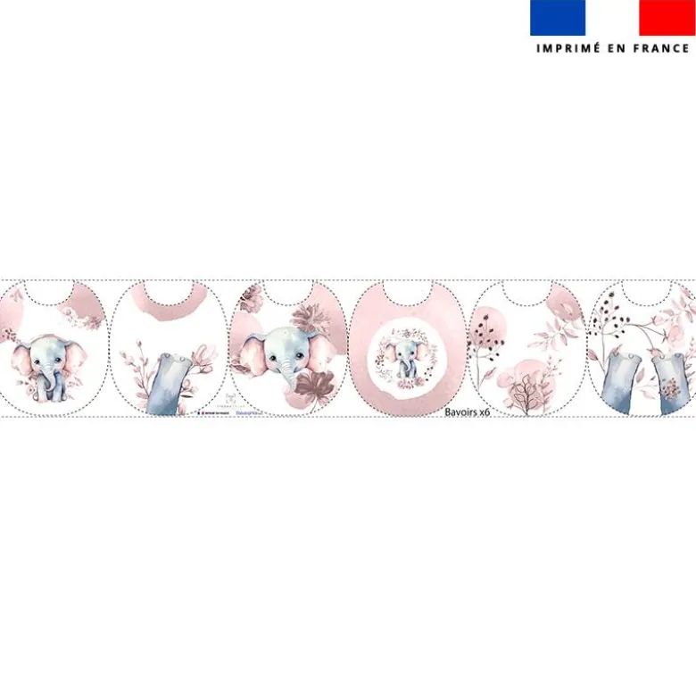 Kit bavoirs en éponge motif éléphant aquarelle