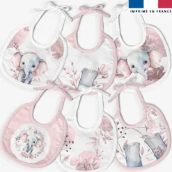 Kit bavoirs en éponge motif éléphant aquarelle