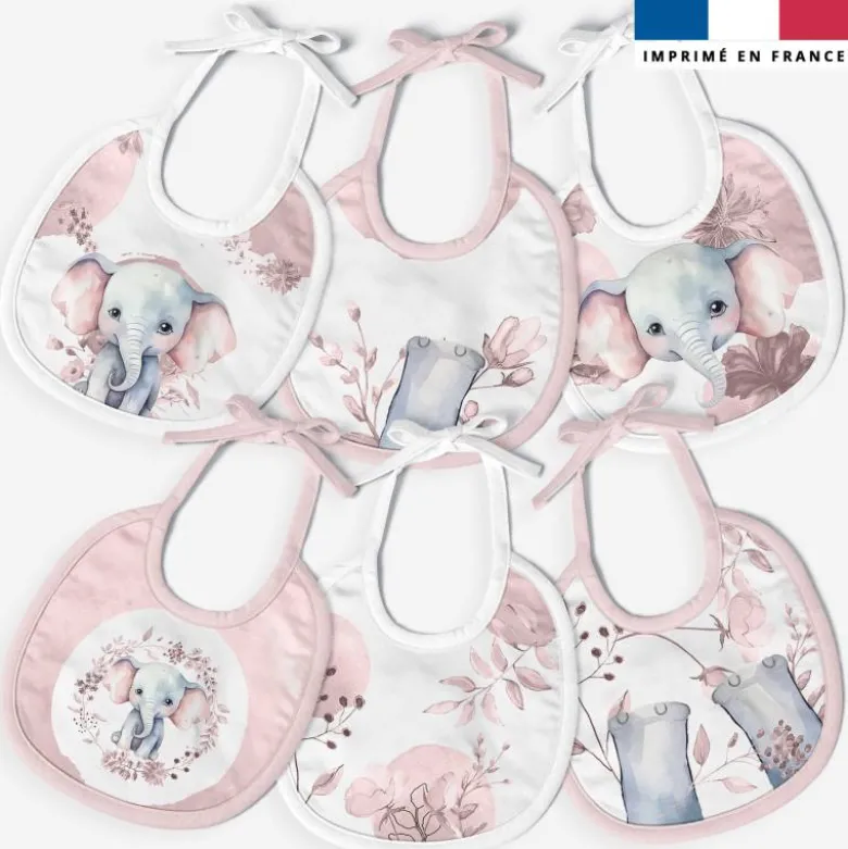 Kit bavoirs en éponge motif éléphant aquarelle