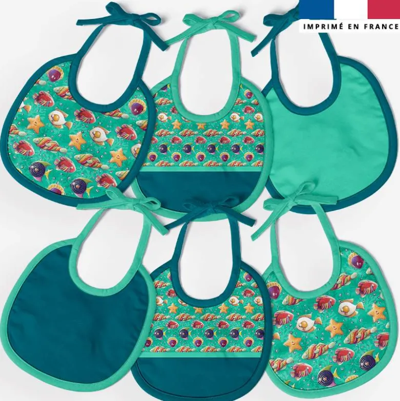 Kit bavoirs en éponge motif mini poissons bonbons - Création Stillistic