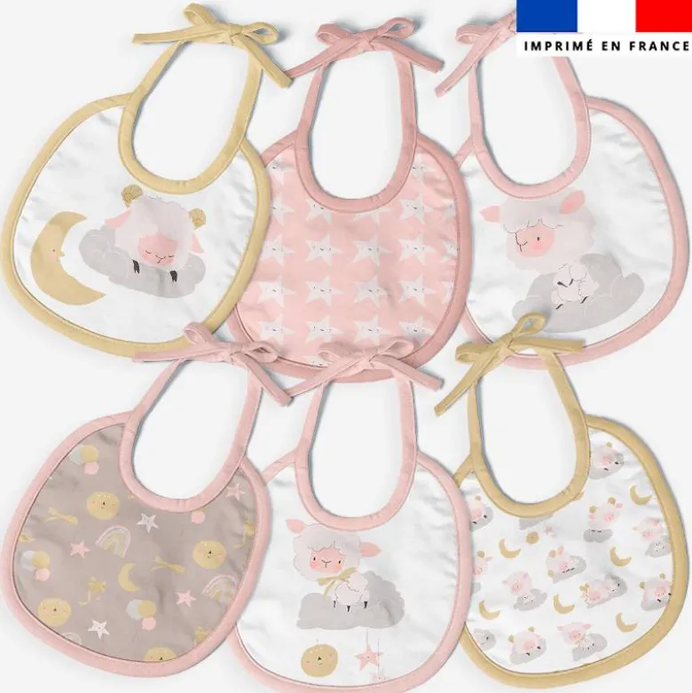Kit bavoirs en éponge motif mouton des rêves