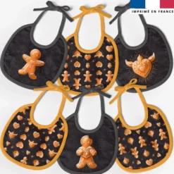 Kit bavoirs en éponge motif Noël pain d'épices - Création Stillistic