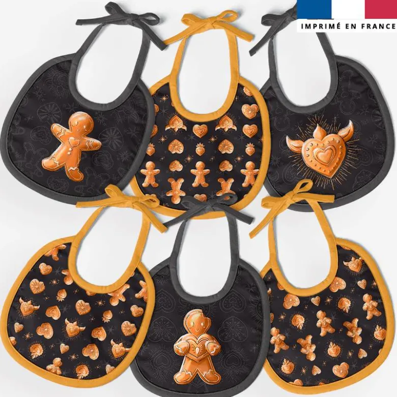 Kit bavoirs en éponge motif Noël pain d'épices - Création Stillistic