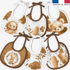 Kit bavoirs en éponge motif ourson aquarelle