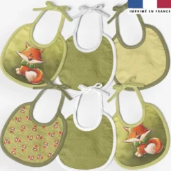 Kit bavoirs en éponge motif renard noeud papillon - Création Stillistic