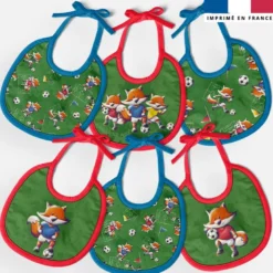 Kit bavoirs en éponge motif renard foot - Création Stillistic