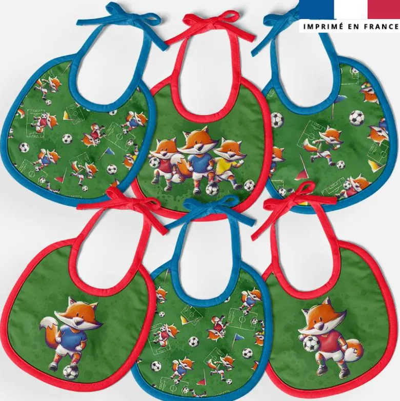 Kit bavoirs en éponge motif renard foot - Création Stillistic
