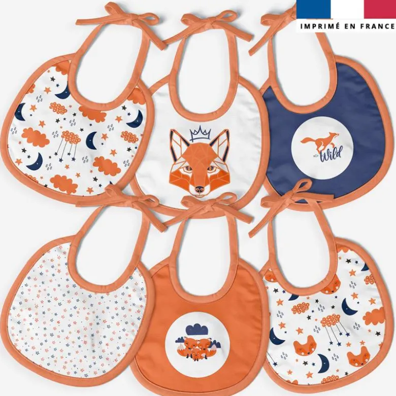 Kit bavoirs en éponge motif renard