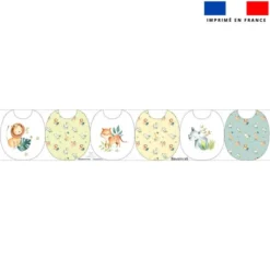Kit bavoirs en éponge motif safari animaux aquarelle
