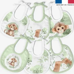 Kit bavoirs en éponge motif singe aquarelle
