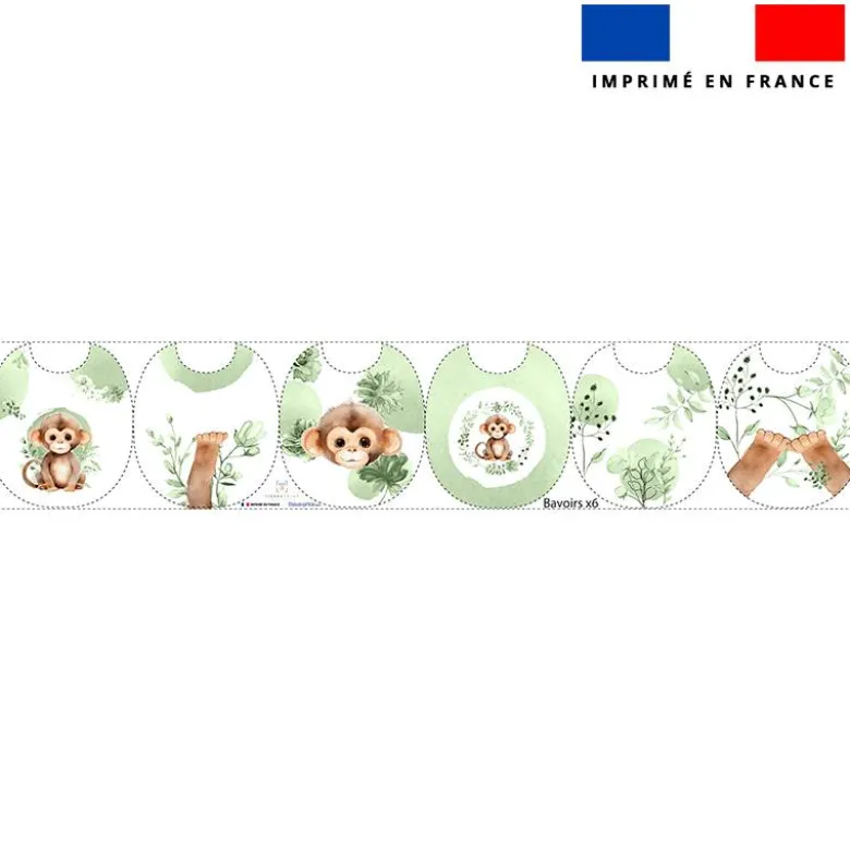 Kit bavoirs en éponge motif singe aquarelle