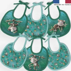 Kit bavoirs en éponge motif singe émotions - Création Stillistic