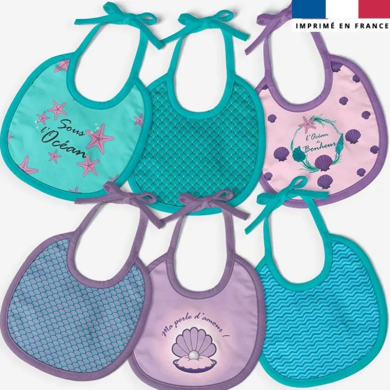 Kit bavoirs en éponge motif sirène