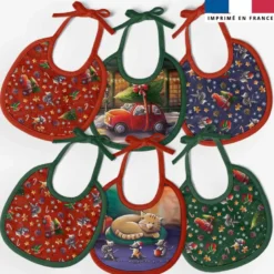 Kit bavoirs en éponge motif souris de noel - Création Stillistic