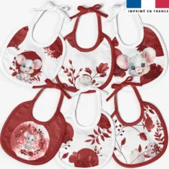 Kit bavoirs en éponge motif souris aquarelle