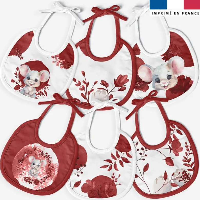 Kit bavoirs en éponge motif souris aquarelle