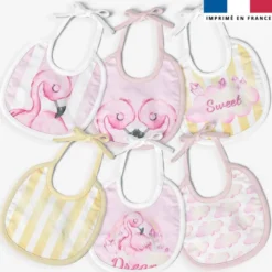 Kit bavoirs en éponge motif sweet flamant rose