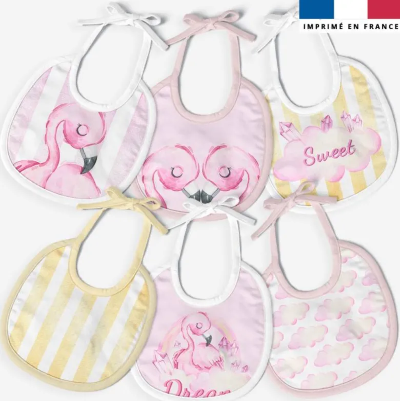 Kit bavoirs en éponge motif sweet flamant rose