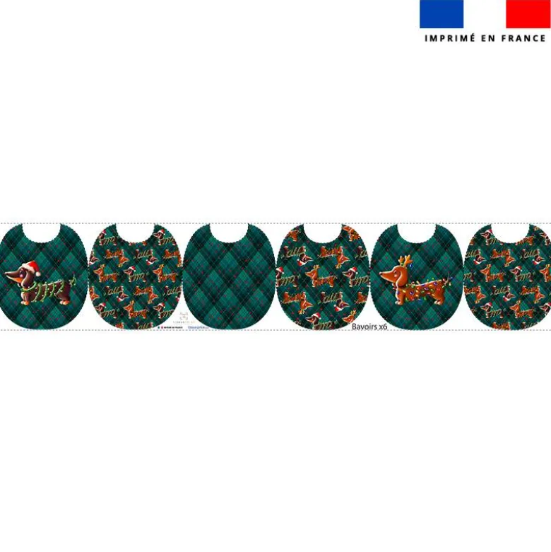 Kit bavoirs en éponge motif Teckels de Noël - Création Stillistic