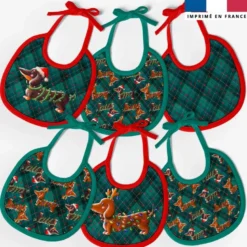 Kit bavoirs en éponge motif Teckels de Noël - Création Stillistic