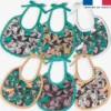 Kit bavoirs en éponge motif tigre vert - Création Lili Bambou Design