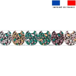 Kit bavoirs en éponge motif tigre vert - Création Lili Bambou Design