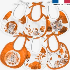 Kit bavoirs en éponge motif tigre aquarelle