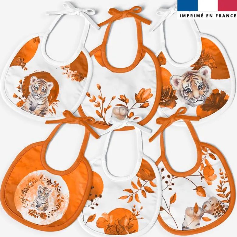 Kit bavoirs en éponge motif tigre aquarelle