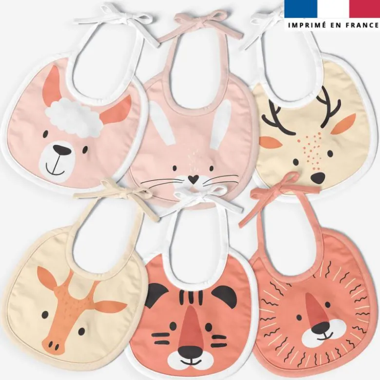 Kit bavoirs en éponge motif tête animaux