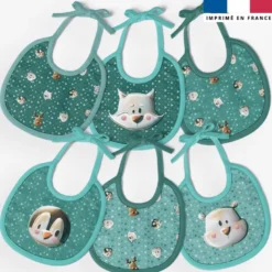 Kit bavoirs en éponge motif têtes animaux du froid - Création Stillistic