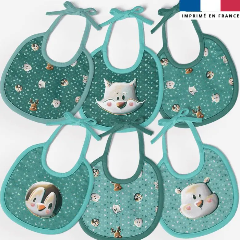 Kit bavoirs en éponge motif têtes animaux du froid - Création Stillistic