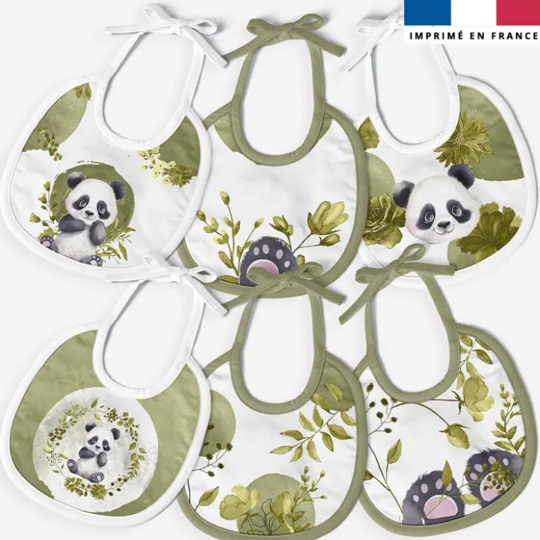 Kit bavoirs en éponge panda aquarelle