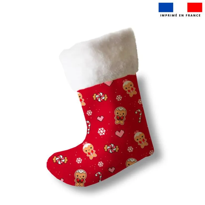 Kit chaussette de noel motif chien chihuahua + Fausse fourrure - Création Jolifox