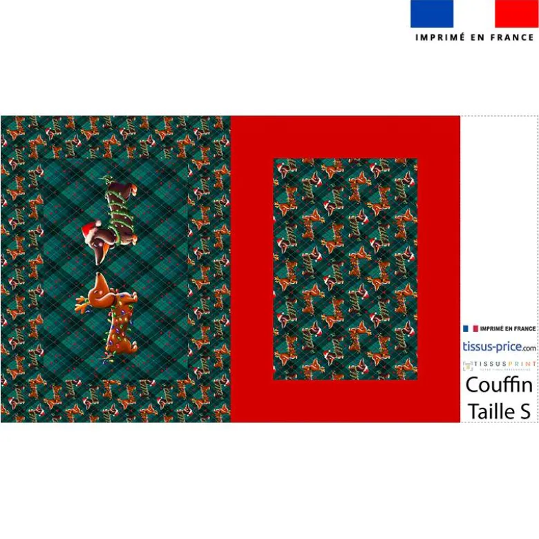 Kit couffin pour animaux motif Teckels de Noël - Création Stillistic