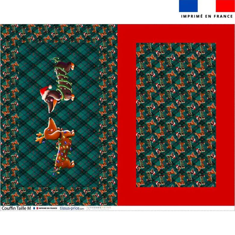 Kit couffin pour animaux motif Teckels de Noël - Création Stillistic