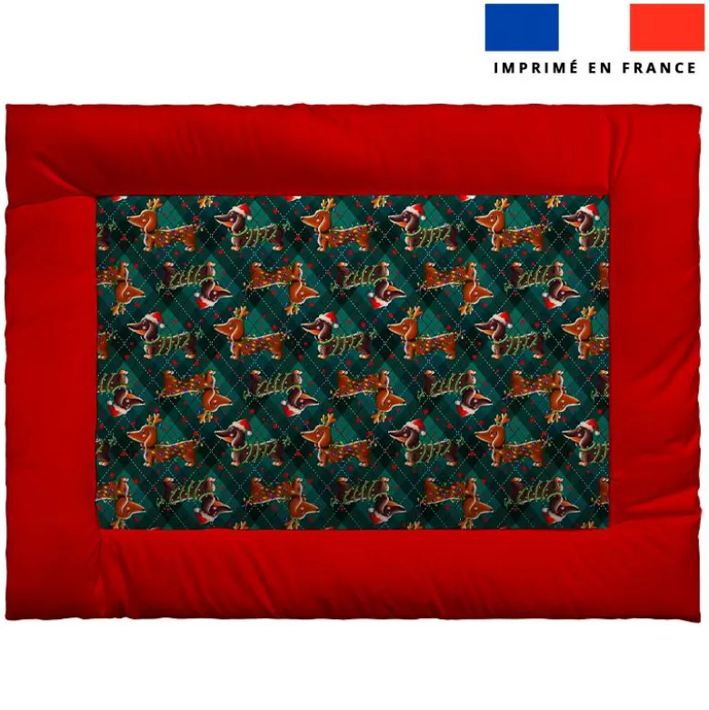 Kit couffin pour animaux motif Teckels de Noël - Création Stillistic