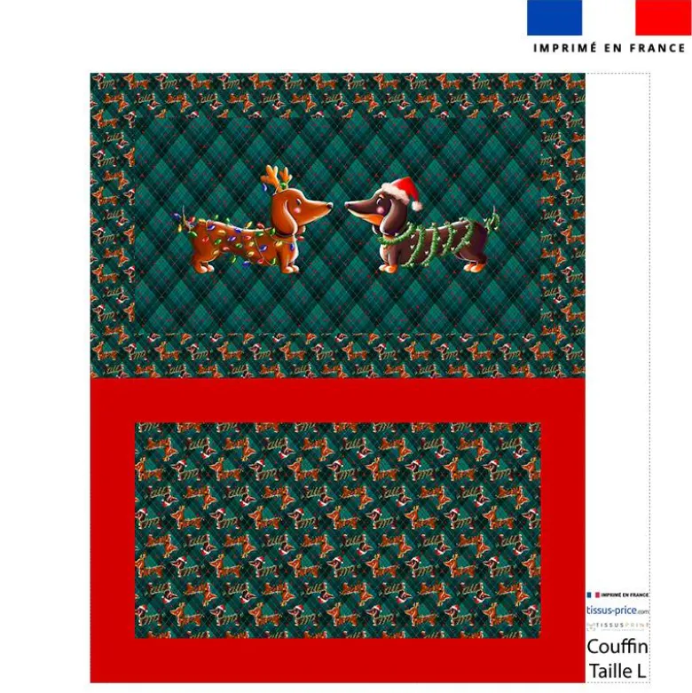 Kit couffin pour animaux motif Teckels de Noël - Création Stillistic