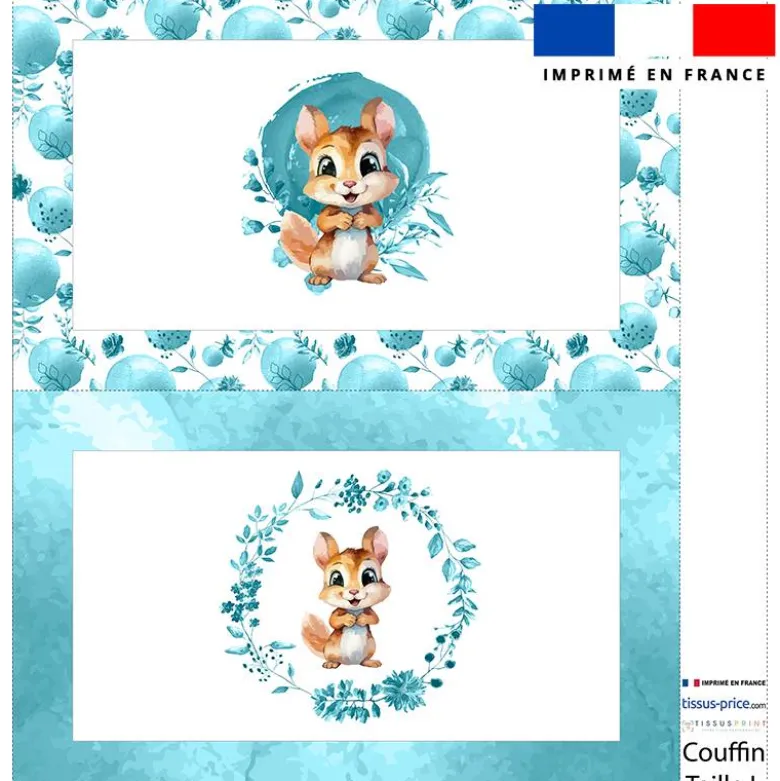Kit couffin pour animaux motif écureuil aquarelle