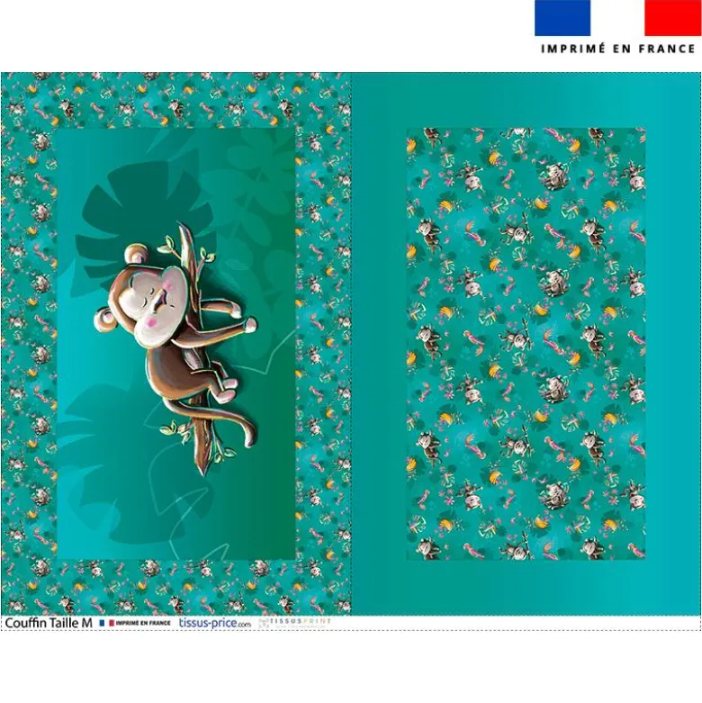 Kit couffin pour animaux motif singe dormeur - Création Stillistic