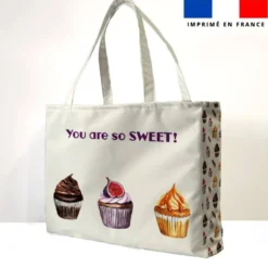 Kit couture sac cabas crème motif gourmandises - Création Cat&Colours